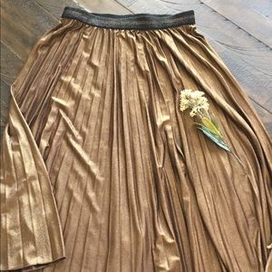 Copper pleated cocktail skirt